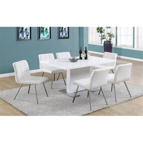 Daphnes Dinnette 32 H in. White Leather-Look and Chrome Metal Dining Chair - 2 Pieces DA2648363